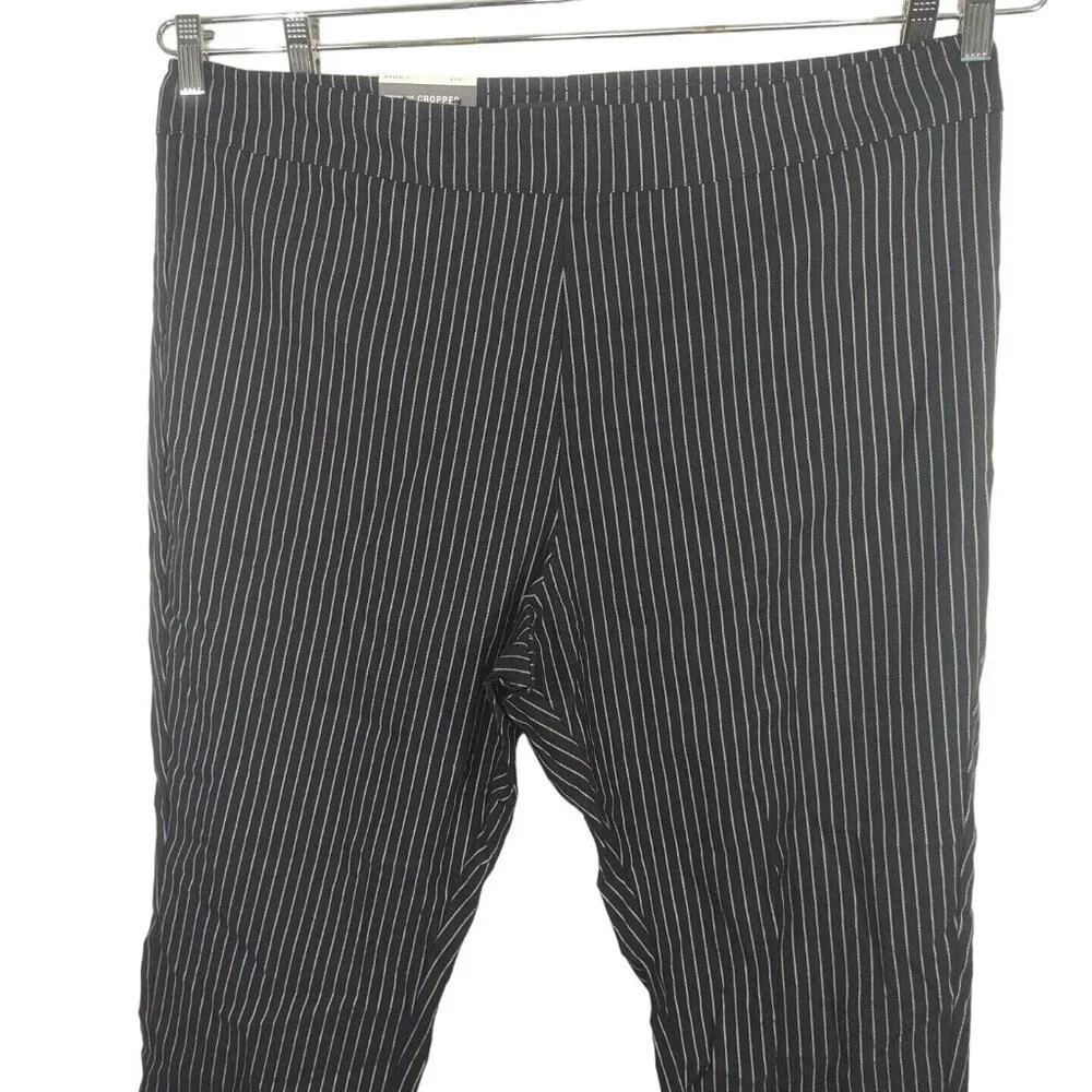Who What Wear Cropped High Rise Stretch Pants Women Size 16W Black White Stripe - Picture 2 of 7